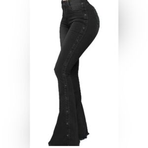 Flared Jeans Women's High Waist Slim Fit Bell Bottom Straight Bootcut Denim 2XL
